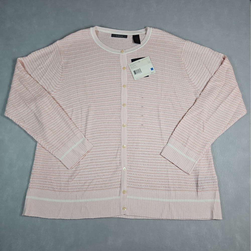 Liz Claiborne Womens Pink Button Front Cardigan Sweater Size 1X NWT